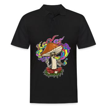 Magic Mushroom Halluzionogene Pilze Weed Shrooms - Männer Poloshirt - Schwarz - Vorne - Kai (181cm)