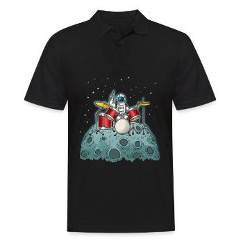 Drummer Shirt Kinder Astronaut Drums Schlagzeug - Männer Poloshirt - Schwarz - Vorne - Kai (181cm)