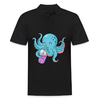 Oktopus Bubble Tea Geschenk Boba Tea Bubble Tea - Männer Poloshirt - Schwarz - Vorne - Kai (181cm)
