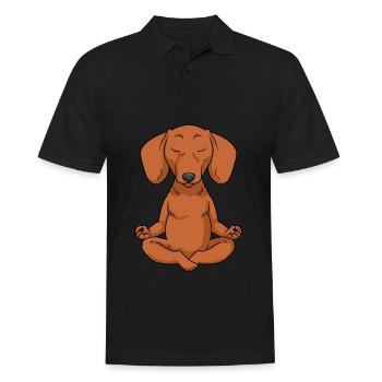 Chien de blaireau cadeau yoga méditer teckel chien - Polo Homme - noir - Devant - Kai (181cm)