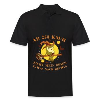 Ab 250 kmh zieht mein Besen etwas nach rechts Hexe - Männer Poloshirt - Schwarz - Vorne - Kai (181cm)