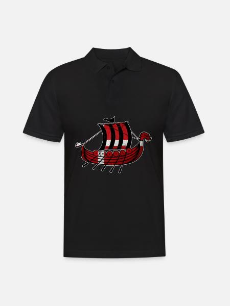 Dänische Flagge Geschenk Wikinger Schiff Dänemark - Männer Poloshirt - Schwarz