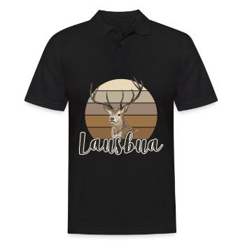 Lausbua Hirsch Lederhosen - Männer Poloshirt - Schwarz - Vorne - Kai (181cm)