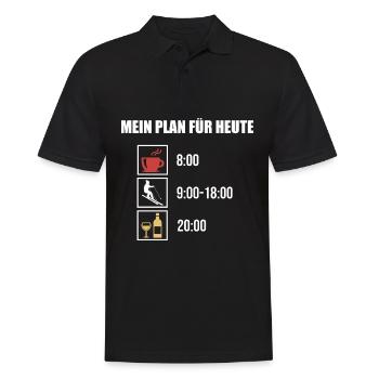 Mein Plan Apres Ski | Skifahrer Wein Spruch - Männer Poloshirt - Schwarz - Vorne - Kai (181cm)