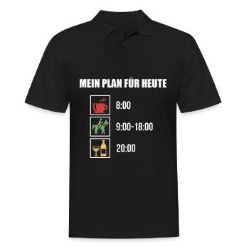 Mein Plan Reiten | Reiter Pferde Wein Spruch - Männer Poloshirt - Schwarz - Vorne - Kai (181cm)