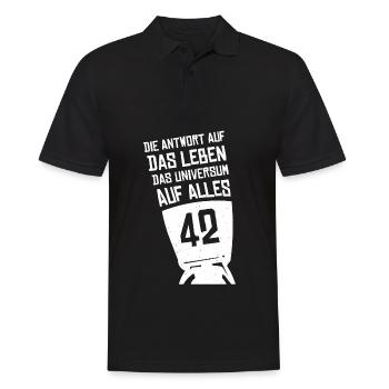 42 Is The Answer Antwort Auf Alles Leben Universum - Männer Poloshirt - Schwarz - Vorne - Kai (181cm)