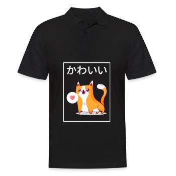Kawaii Chat - Polo Homme - noir - Devant - Kai (181cm)