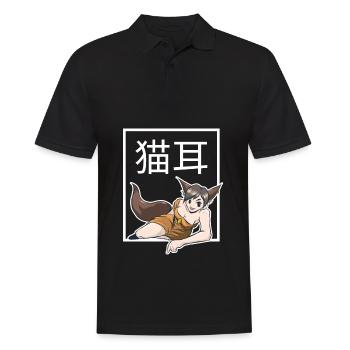 Neko Girl Kawaii - Men's Polo Shirt - black - Front - Kai (181cm)