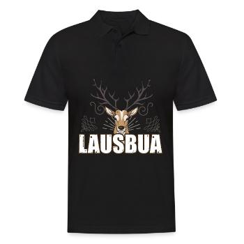 Lausbua Hirsch Lederhosen - Männer Poloshirt - Schwarz - Vorne - Kai (181cm)