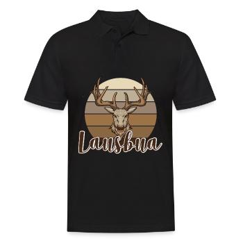 Lausbua Hirsch Lederhosen - Männer Poloshirt - Schwarz - Vorne - Kai (181cm)