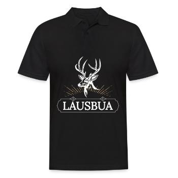 Lausbua Hirsch Lederhosen - Männer Poloshirt - Schwarz - Vorne - Kai (181cm)
