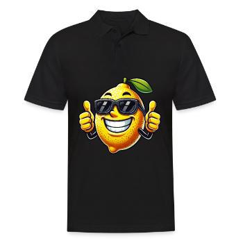 Coole Zitrone mit Sonnenbrille Daumen hoch - Männer Poloshirt - Schwarz - Vorne - Kai (181cm)
