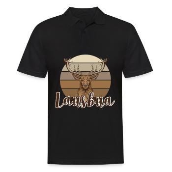 Lausbua Hirsch Lederhosen - Männer Poloshirt - Schwarz - Vorne - Kai (181cm)