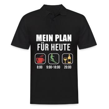 Mein Plan Apres Ski | Skifahrer Wein Spruch - Männer Poloshirt - Schwarz - Vorne - Kai (181cm)