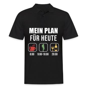 Mein Plan Wandern Bergsteigen | Hiking Wein Spruch - Männer Poloshirt - Schwarz - Vorne - Kai (181cm)