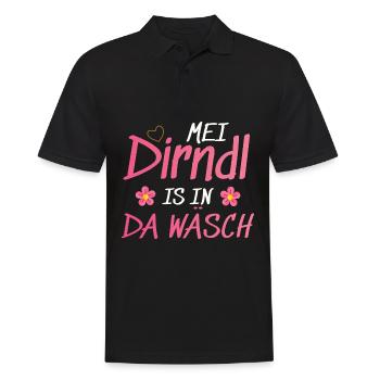 Dirndl Tracht | Mei Dirndl is in da - Männer Poloshirt - Schwarz - Vorne - Kai (181cm)