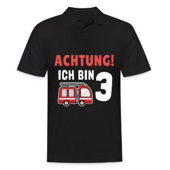 Kindergeburtstag 3 Jährige Feuerwehr Auto - Männer Poloshirt - Schwarz - Vorne - Kai (181cm)