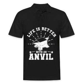 Amboss Schmied | Handwerk Metallbauer Geschenkidee - Männer Poloshirt - Schwarz - Vorne - Kai (181cm)