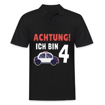 Kindergeburtstag Polizist 4 Jahre Kinder Polizei - Männer Poloshirt - Schwarz - Vorne - Kai (181cm)