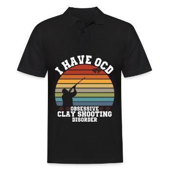 Tontaubenschießen | Skeet Schießsport Geschenkidee - Männer Poloshirt - Schwarz - Vorne - Kai (181cm)
