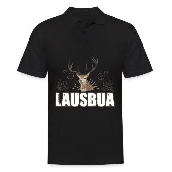Lausbua Hirsch Lederhosen - Männer Poloshirt - Schwarz - Vorne - Kai (181cm)