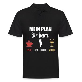 Mein Plan Wandern Bergsteigen | Hiking Wein Spruch - Männer Poloshirt - Schwarz - Vorne - Kai (181cm)