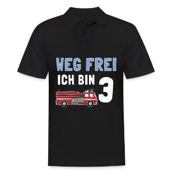 Kindergeburtstag 3 Jährige Feuerwehr Auto - Männer Poloshirt - Schwarz - Vorne - Kai (181cm)