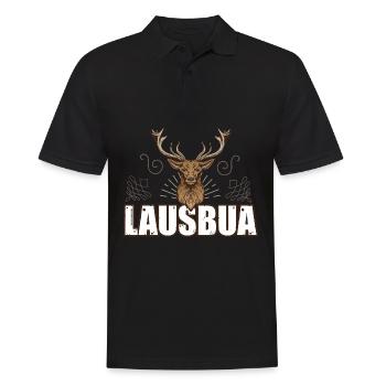 Lausbua Hirsch Lederhosen - Männer Poloshirt - Schwarz - Vorne - Kai (181cm)