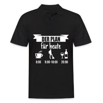 Mein Plan Wandern Bergsteigen | Hiking Wein Spruch - Männer Poloshirt - Schwarz - Vorne - Kai (181cm)