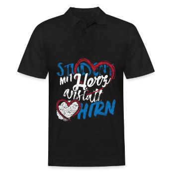 Student with heart instead of brain - Men's Polo Shirt - black - Front - Kai (181cm)