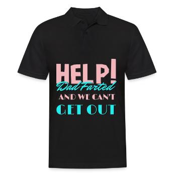 Hilfe! Papa hat gefurzt und wir können am Vatertag nicht raus - Männer Poloshirt - Schwarz - Vorne - Kai (181cm)