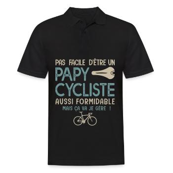 papy cycliste formidable vélo velo vélos - Polo Homme - noir - Devant - Kai (181cm)