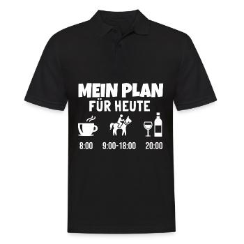 Mein Plan Reiten | Reiter Pferde Wein Spruch - Männer Poloshirt - Schwarz - Vorne - Kai (181cm)