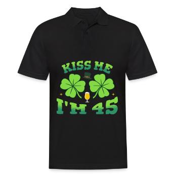 Kiss Me I'm forty five St. Patrick's Day 2026 Bday - Men's Polo Shirt - black - Front - Kai (181cm)