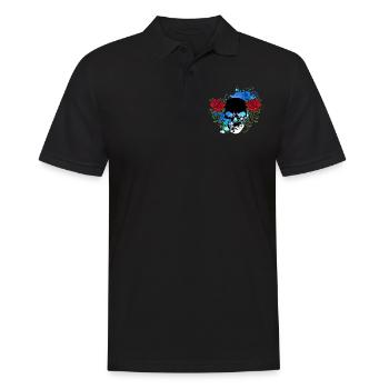Tête de mort Skull Crâne de mort Rose Fleurs Splash - Polo Homme - noir - Devant - Kai (181cm)