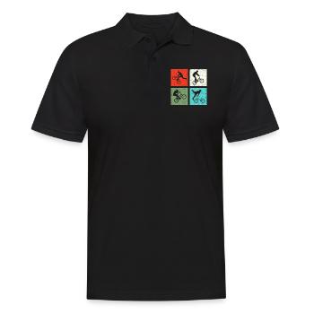 BMX Retro - Männer Poloshirt - Schwarz - Vorne - Kai (181cm)