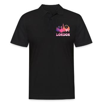 London England UK Stadt Skyline Splash Bunt - Männer Poloshirt - Schwarz - Vorne - Kai (181cm)