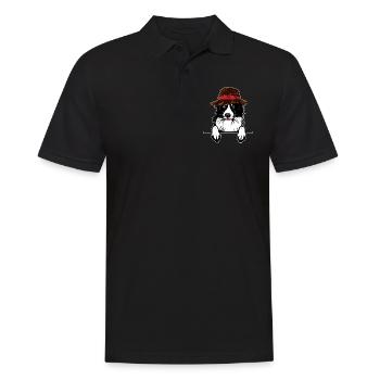 Chien de berger border collie chien avec chapeau idée cadeau - Polo Homme - noir - Devant - Kai (181cm)