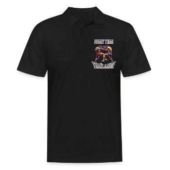 Muay thai , Boxe thaïlandaise - Polo Homme - noir - Devant - Kai (181cm)