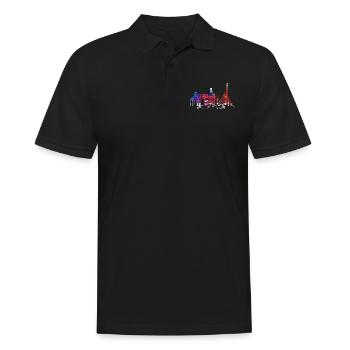 Paris France City Skyline Pixel Coloré - Polo Homme - noir - Devant - Kai (181cm)