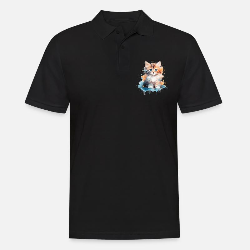 Kätzchen - Männer Poloshirt - Schwarz