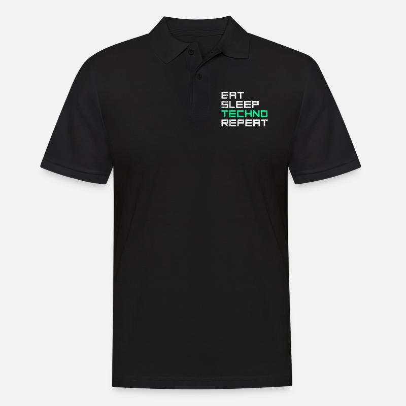eat sleep techno repeat - Männer Poloshirt - Schwarz