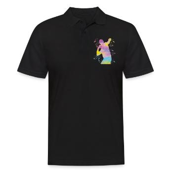 Shot Putter Colorsplash Shot Put - Men's Polo Shirt - black - Front - Kai (181cm)