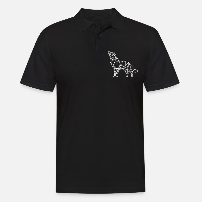 Wolf Geometrisch Linien - Männer Poloshirt - Schwarz
