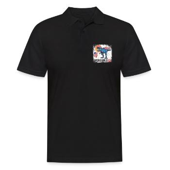 Patriotic Amerisaurus Rex Fun Dinosaur Waving - Men's Polo Shirt - black - Front - Kai (181cm)