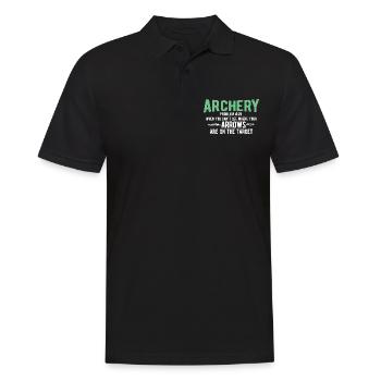 Bogenschießen Archery - Männer Poloshirt - Schwarz - Vorne - Kai (181cm)