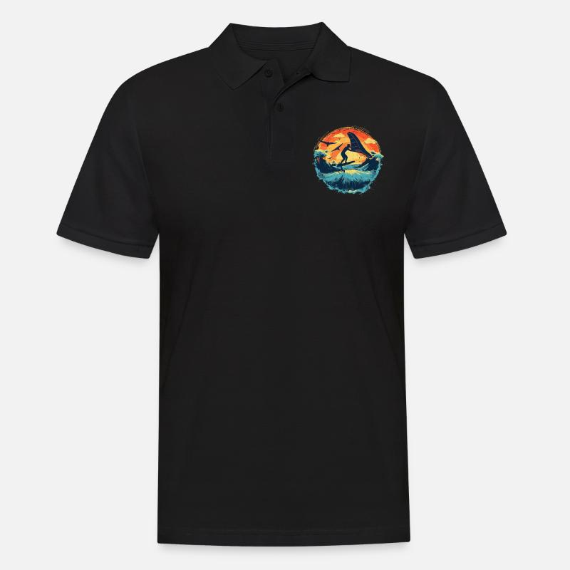 Wingfoil-Surfer Wingfoiling-Board Hydrofoil - Männer Poloshirt - Schwarz