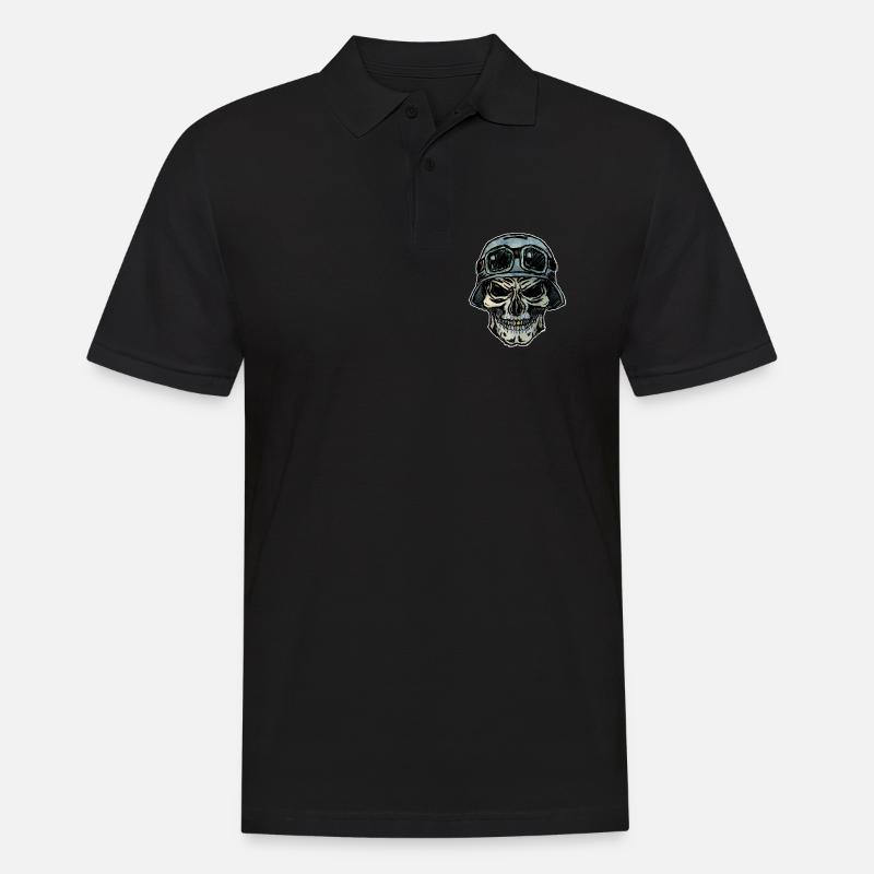 Crazy Biker Totenkopf mit Helm - Männer Poloshirt - Schwarz