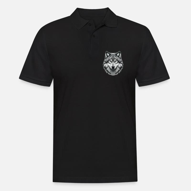 Wolf - Männer Poloshirt - Schwarz