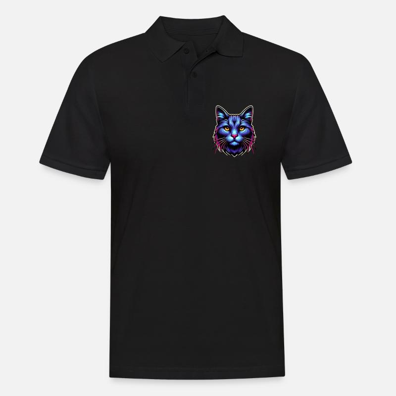 Katze - Männer Poloshirt - Schwarz